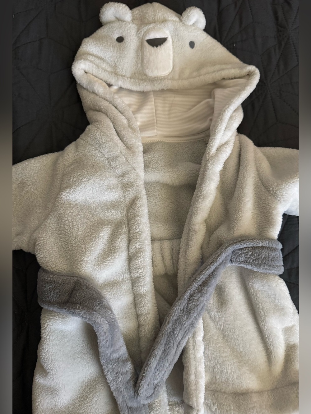 Cloud Island Soft Gray Sherpa Baby Bathrobe